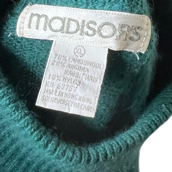 Vintage Lambswool & Angora Green Knit Turtleneck Sweater XL - Picture 2 of 3